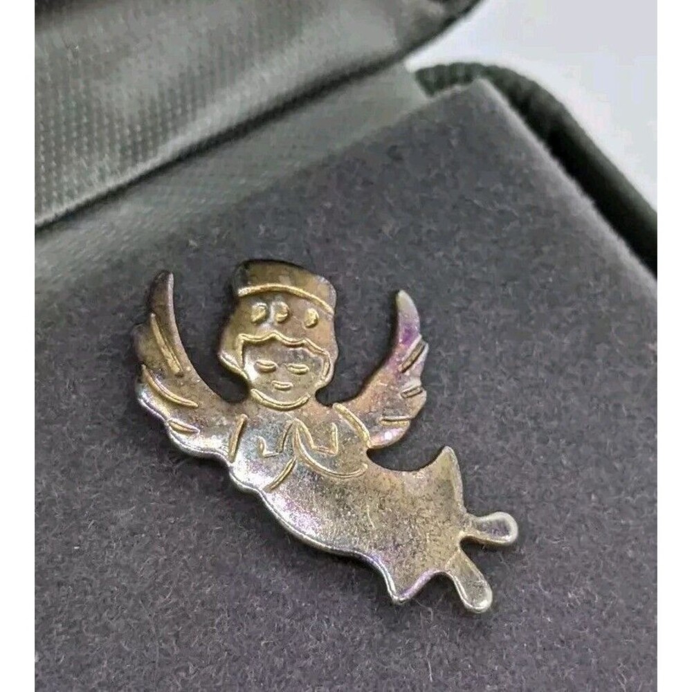 Vintage Guarding Angel Pin - Praying Angel - Silver Tone 1"